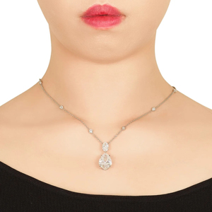 Pear Cut Diamond <b>Pendant</b> Necklace 18K <b>Solid</b> <b>Gold</b> Rhodium Plated Box Chain Classic Women's Wedding Jewelry - Product Image 3