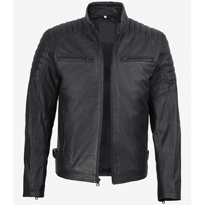 2026 OEM Hot Trending Original Black Cowhide Leather Jacket For Men's Zip Pockets 100%High Quality Low MOQ Winter Fashion Jacket - Product Image 5
