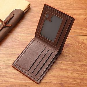 Minimalist Genuine Leather <b>Card</b> <b>Holder</b> <b>Wallet</b> With Clear ID Window Tan Color - Product Image 3