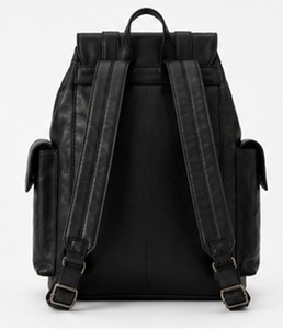 Premium Black Leather <b>Backpack</b> for Women Vintage Travel Rucksack Multi Pocket Casual Daypack OEM ODM Wholesale - Product Image 2