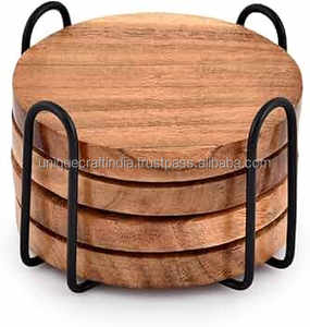 Sous-verre carré moderne en bois écologique, motif Forêts Enchantées, surface écorce d'arbre, diamètre 100 mm, pour mariages et fêtes - Product Image 3