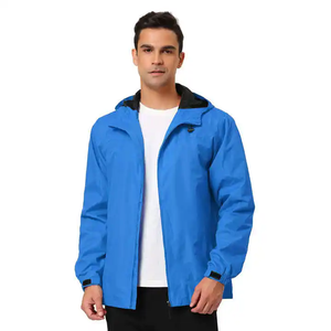 Chaqueta Impermeable con Capucha para Hombre, Recubierta de PU, Ligera, Casual, con Cierre Frontal, Logotipo Personalizado, Colores Personalizados, para Otoño - Product Image 4