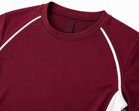T-shirt d'entraînement respirant à manches courtes pour femme, coloris bordeaux et blanc, à séchage rapide, en polyester, tendance et très vendu