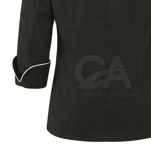 Chaqueta de Chef Transpirable, 100% Poliéster Tejido, Uniforme de Cocina, Manga Larga, Diseño con Botones al Frente, para Restaurante, Panadería, Hotel - Product Image 5