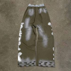 Custom Men’s <b>stacked</b> <b>jogger</b> sweatpants with printed design sun-faded effect double waist acid wash distressed Trouser Streetwear - Product Image 2