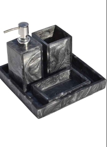 Resin Bathroom <b>Set</b> Premium Bathroom Decor Collection Including <b>Soap</b> Dispenser Holder and Storage Tray for Home Hotel and Spa - Product Image 5