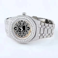 Montre squelette de luxe ETA entièrement sertie en acier inoxydable pour homme, avec diamants Moissanite VVS incrustés, mouvement automatique mécanique