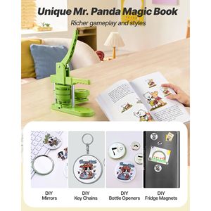 Mr. Panda Magic Book Button <b>Maker</b> Machine 2.95 in Plastic <b>Pin</b> <b>Maker</b> with 100pcs Button Parts Circle Cutter and Hex Wrenches - Product Image 6