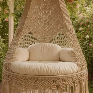 Boho Macrame Swing <b>Chair</b>, 42” Hanging <b>Hammock</b> Seat, Handmade Indoor Swing,Housewarming Gift, Cozy Lounge <b>Chair</b>, Bohemian Decor - Product Image 1