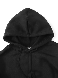 Sweat-shirt à capuche noir pour homme avec poches jaune fluo, coupe classique, style décontracté, en tissu polaire, idéal pour l'hiver, anti-boulochage, respirant - Product Image 2