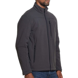 Men's Dark Gray Canvas Softshell Bomber <b>Jacket</b> Stand Collar Zipper Closure Waterproof Windproof Formal Autumn Regular Fit Solid - Product Image 2