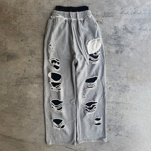 Pantalones anchos de mujer con doble cintura y efecto desgastado Glory Custom para ropa urbana, calidad premium, venta al por mayor OEM - Product Image 6