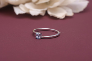 IGI Certified Blue <b>Cushion</b> Cut Lab Grown Diamond Solitaire Engagement <b>Ring</b> 14K White / Rose & Yellow Gold Minimalist Bridal <b>Ring</b> - Product Image 4