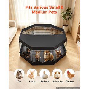 24-Inch 8-Panel Dog Playpen with Top <b>Cover</b> Bottom Pad Foldable Heavy Duty Metal Pet <b>Fence</b> - Product Image 5