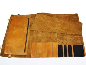 Wholesale Customizable Genuine Leather Knife <b>Roll</b> Bag 15 Slots Chef Knife Case with Detachable Belt Cowhide Chef <b>Roll</b> Holder - Product Image 5