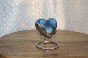 Brass Heart Cremation Urn with Stand <b>for</b> Baby & Pet <b>Ashes</b> Eco-Friendly Coffin Style Monument Wholesale Price - Product Image 2