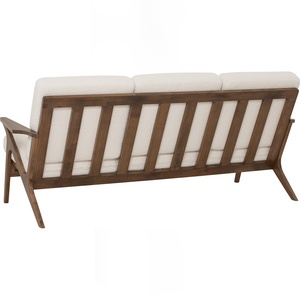 Sofá Contemporáneo de 3 Plazas con Reposabrazos Escultural de Madera Maciza de Nogal en Forma de Z para Sala de Estar Residencial Moderna - Product Image 2