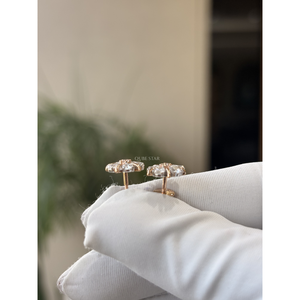Pendientes de tuerca de lujo con diseño floral y diamantes de laboratorio en forma de pera de 0.95 ct, engaste de oro de 14K con diseño de estrella, regalo fino para bodas y fiestas. - Product Image 4