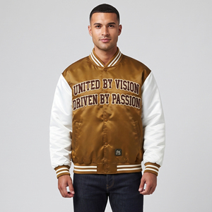 Chenille Embroidery Satin Bomber <b>Jacket</b> Men Winter Fashion Waterproof <b>Slim</b> <b>Fit</b> High Street Style Front Design - Product Image 3