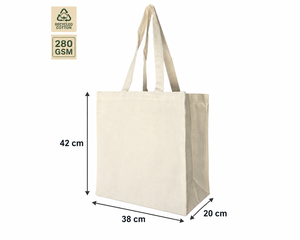 Bolsa de Compras de Lona de Algodón Off-White de 280 GSM, 38x42x20 cm, Asa Única, Reutilizable, con Refuerzo, Logotipo Personalizado, Venta al Por Mayor, OEM, ODM, B2B - Product Image 4