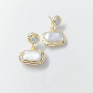 Wholesale Price Natural Pearl <b>Long</b> <b>Earrings</b> 3.5CM 925 Sterling <b>Silver</b> 18K Gold Plated Jewelry Bridal Pearl <b>Earrings</b> Gift for Her - Product Image 3