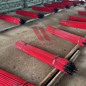 Tamaño 70cm largo Rojo Tapa de PVC mango de escoba de madera cabeza de plástico de madera de eucalipto recto duradero buena calidad precio barato hecho - Product Image 1