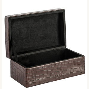 Caja de Almacenamiento de Cuero Marrón, Cajas de Cuero de Lujo Richmond Interiors, Caja de Almacenamiento Rex Marrón Oscuro, Juego de 2 - Product Image 3