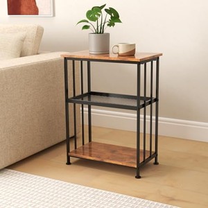 Recycled Pine Wood Industrial <b>Side</b> <b>Table</b> Wholesale | Steel Frame Storage | Moradabad - Product Image 3