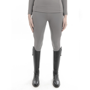 Leggings de equitación de talle alto para mujer con bolsillos para teléfono, ajuste moderno, asiento completo con agarre, color gris - Product Image 2