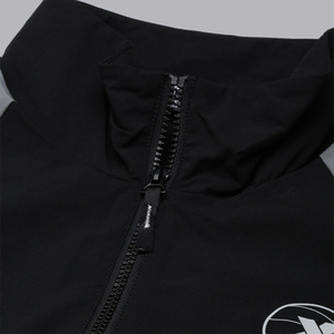 Blouson bomber homme noir color block avec fermeture éclair, col montant, coupe sport, coupe-vent, en polaire, vêtement d'extérieur pour l'automne, softshell - Product Image 4