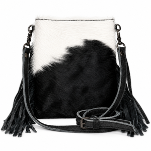 Handcrafted Hair On Cowhide Leather Western Fringe Shoulder Bag Genuine Leather Cowgirl <b>Purse</b> Vintage Everyday Travel Handbag - Product Image 1