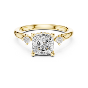 Anillo de Compromiso Clásico de Oro Amarillo de 14K para Mujer con Diamante Cultivado en Laboratorio de 2 CT con Corte Cojín y Halo Oculto, Certificado IGI, para Aniversario o Boda - Product Image 1