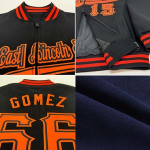 แจ็คเก็ตเบสบอลแบบกำหนดเองรุ่นใหม่ล่าสุด แจ็คเก็ต Letterman Bomber ปักชื่อทีมและหมายเลขได้ตามต้องการ ผู้ผลิต OEM ขายส่ง - Product Image 4