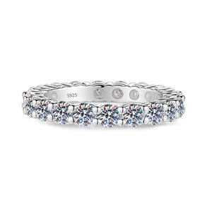 Anillo de compromiso de plata de ley S925 de alta gama, elegante anillo de boda, exquisito anillo con pavé de moissanita, chapado en platino. - Product Image 4