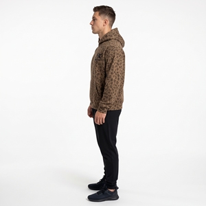 Men's <b>Leopard</b> <b>Print</b> Fleece Oversized Pullover Hoodie Winter Fashion Streetwear <b>Sweatshirt</b> with Kangaroo Pocket Custom Logo - Product Image 3