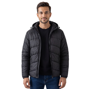 Blouson d'hiver matelassé pour homme, 340 GSM, en polyester, isolé, rembourré de coton, à capuche, séchage rapide, chaud, léger, pour les voyages en plein air - Product Image 1
