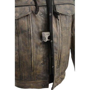 Veste de moto d'hiver unisexe SAMROZ SPORTS en cuir de buffle gris clair avec capuche, manches longues, ventilation, coupe-vent, haute performance - Product Image 5
