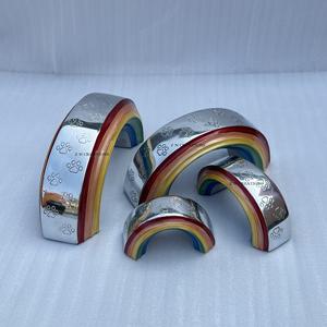 Urne funéraire pour animaux de compagnie de 8 pouces en forme de pont arc-en-ciel avec motif de patte, urne en aluminium gravée pour le stockage des cendres d'animaux, décoration de la maison pour le Nouvel An - Product Image 4