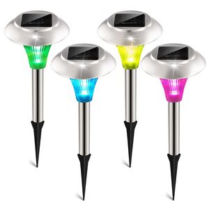 Set di 4 Luci Solari da Giardino IP44 Impermeabili, Lampade Paesaggistiche Cambia Colore per Illuminazione Sentieri - Product Image 1