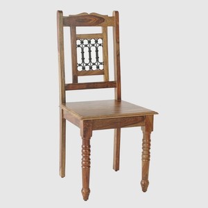 Silla de Comedor Moderna, Ecológica e Impermeable, con Estructura de Madera de Teca Sólida y Tallado, para Uso en Interiores y Exteriores - Product Image 1