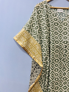 ชุดคลุมชายหาดผ้าฝ้ายแท้พิมพ์ลาย Bagru แบบอินเดีย ทำมือ ลายดอกไม้ฤดูร้อน สวมใส่สบาย ยาวคลุมเข่า - Product Image 2