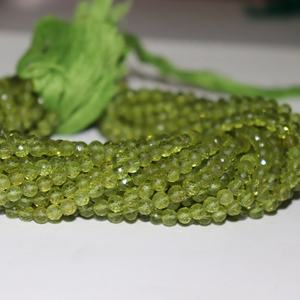 Peridoto Natural de Grado AAA, Forma Redonda Facetada, Cuentas de 4-5 mm, Hebras de Cuentas con Orificio Perforado para la Fabricación de Joyas - Product Image 1