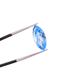 Topaze bleue naturelle, pierre précieuse en vrac, 3,4 carats, taille marquise 15x7 mm, à dos plat, facettée, pour la fabrication de bijoux |   1 pièce |   Ishu Gems - Product Image 5