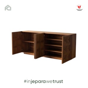 Custom-design Solid Teak Wood <b>Console</b> Cabinet Geometric Carving Sideboard Contemporary Modern Home Furniture for Living Room - Product Image 4