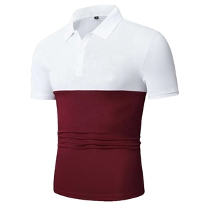 เสื้อยืดกอล์ฟแขนสั้นของผู้ชาย2025ขายส่งโลโก้ที่กำหนดเอง100% ผ้าฝ้ายฤดูร้อนท็อปส์ซูกีฬาลำลองสีบล็อกจดหมายพิมพ์ลาย - Product Image 1