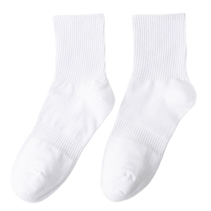 Chaussettes blanches pour adultes, 100% coton, respirantes, tricotées, couleur unie, décontractées, pour tous les jours, style été, coupe classique - Product Image 2