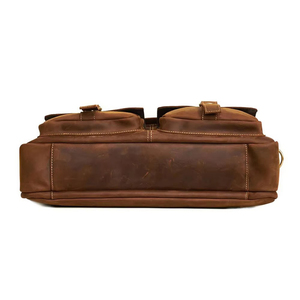 Sac de bureau classique pour homme en cuir Crazy Horse avec fermeture éclair et design durable pour usage professionnel - Product Image 6