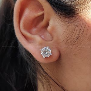 Boucles d'oreilles clous en diamant rond, diamant de laboratoire, or rose, or jaune, bijoux féminins, élégance scintillante, classique intemporel, pour tous les jours - Product Image 4