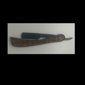 Maquinilla de afeitar recta de peluquero de madera y acero inoxidable de color natural de etiqueta privada Producto personalizable - Product Image 5