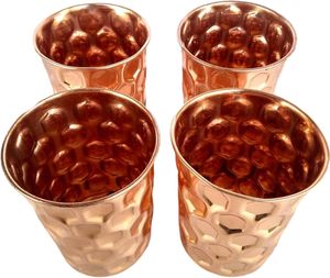 Ensemble de bouteilles d'eau en verre et cuivre pur, anti-fuite, design martelé, réutilisables, écologiques, avec couvercle métallique classique, pour usage domestique - Product Image 4
